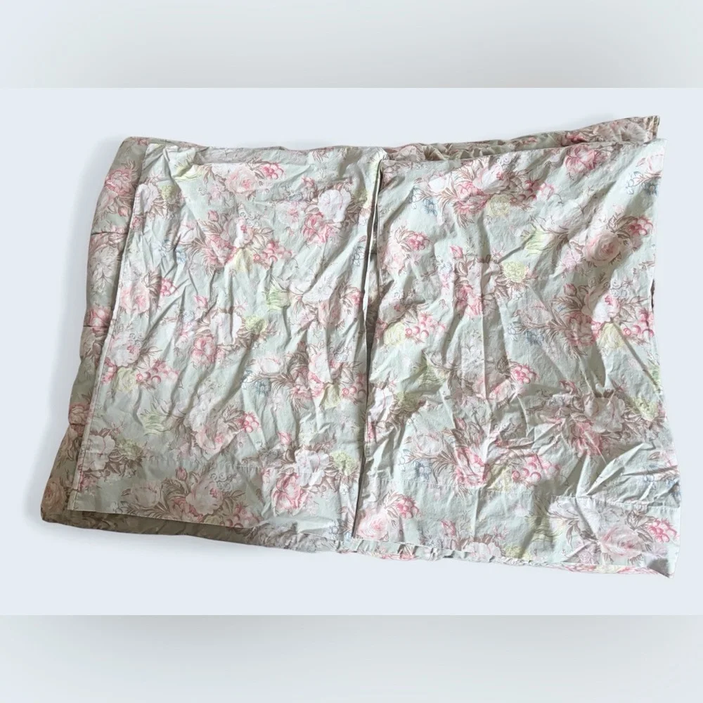 Vtg Ralph Lauren Twin Charlotte Sage Green Cabbage Roses Floral Comforter Cotton